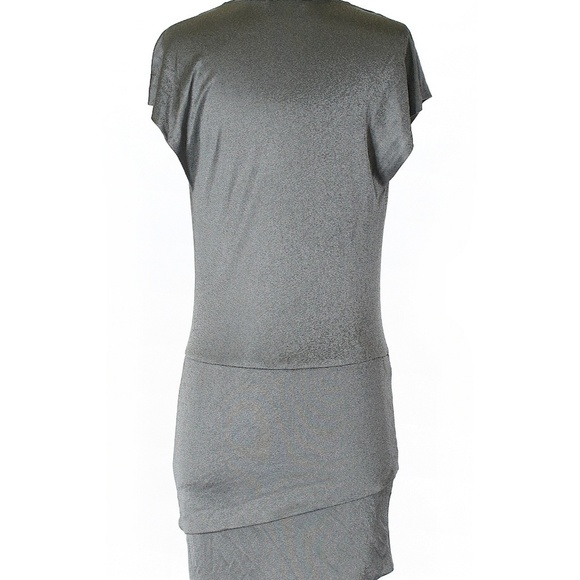 XS Grey Bodycon Cowl Neck Asymmetrical Hem Dress - Picture 5 of 7